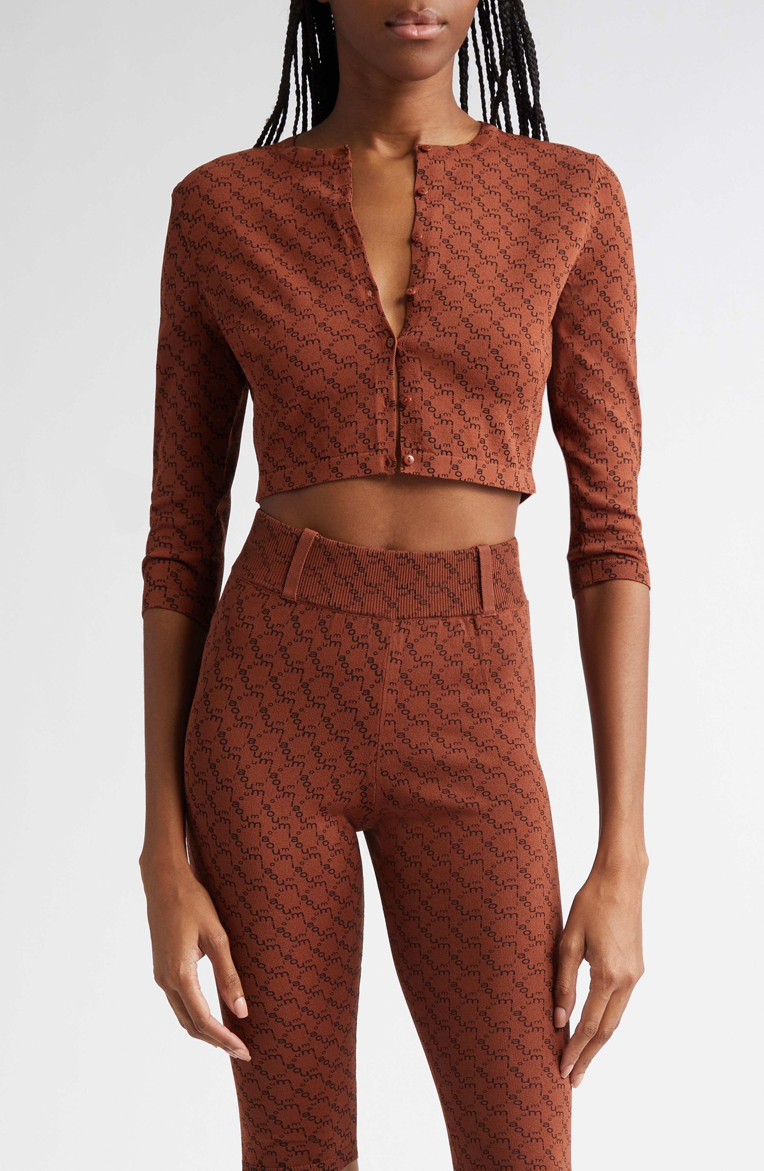 Frida Monogram Jacquard Crop Cardigan