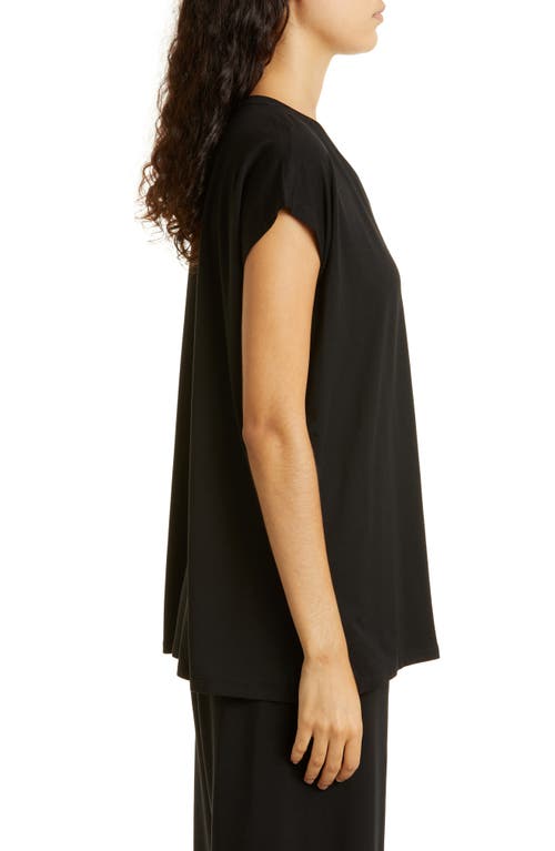 Eileen Fisher Crinkled Organic Cotton Jersey Tunic In Black