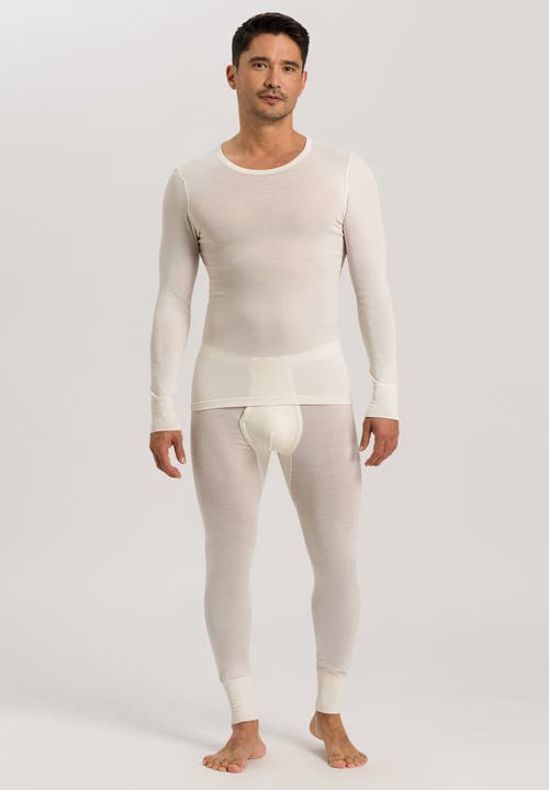 Hanro Woolen Silk Long Sleeve Crewneck Tee In Cygne