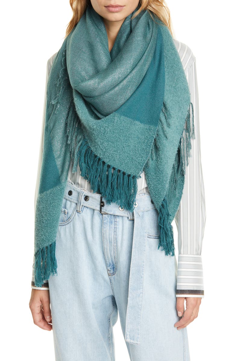 Brunello Cucinelli Cashmere Blend Fringe Scarf, Alternate, color,