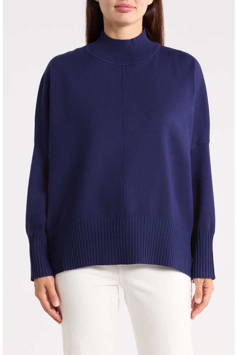 Boxy Mock Neck Sweater, Main, color, ROYAL BLUE