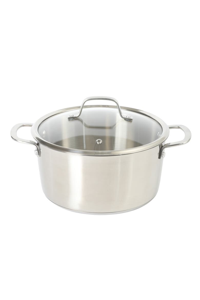 3-Piece 5.3-Quart Stainless Steel Dutch Oven with Steamer Insert & Glass Lid, Alternate, color, Stainless Steel