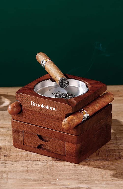 Brookstone Cigar Ashtray & Whiskey Tray Gift Set In Brown