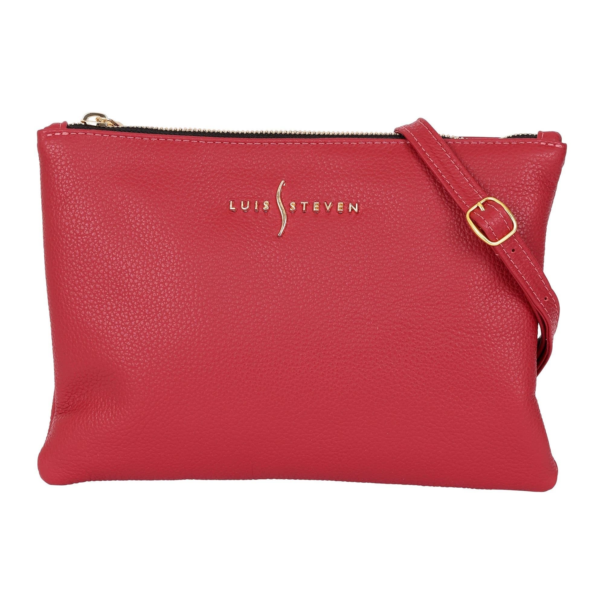 Crossbody Leather Pouch, Main, color, Red