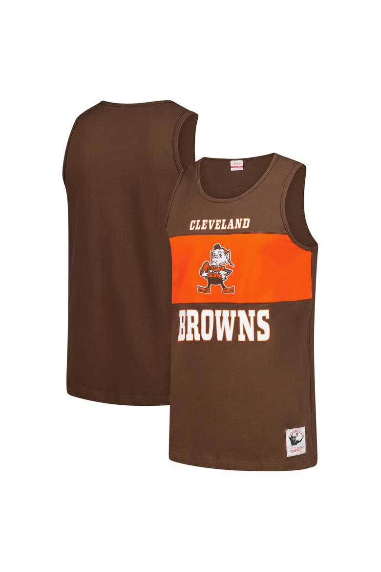 Men's Mitchell & Ness Brown Cleveland Browns Retro Colorblock Tank Top, Alternate, color, Brown