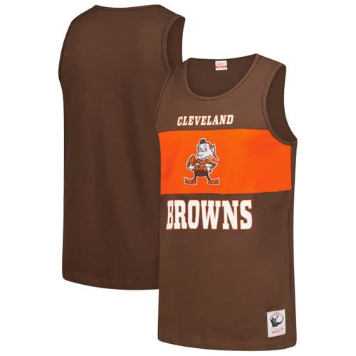 Mitchell & Ness Brown Cleveland Browns Retro Colorblock Tank Top In Brown
