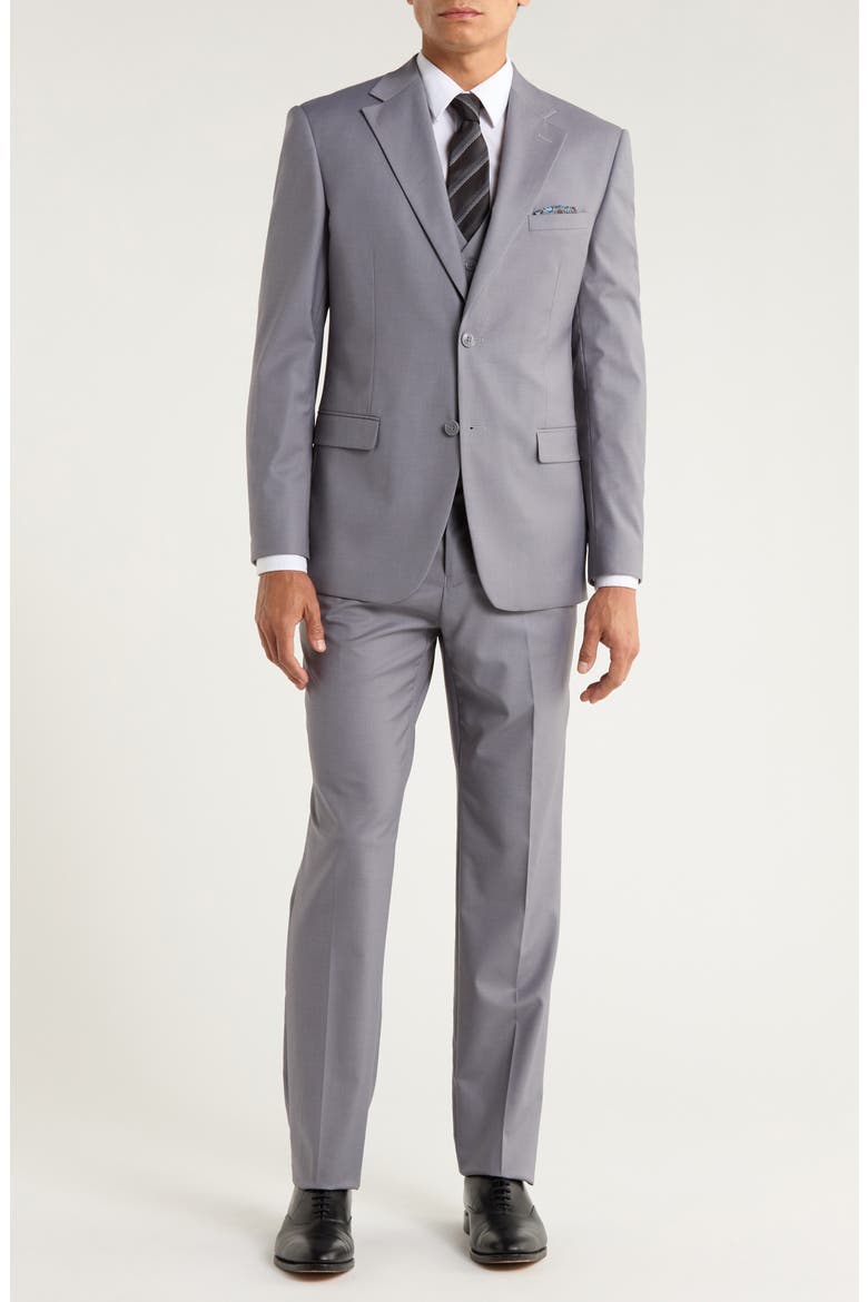 Grey Mélange 3-Piece Suit, Main, color, GREY
