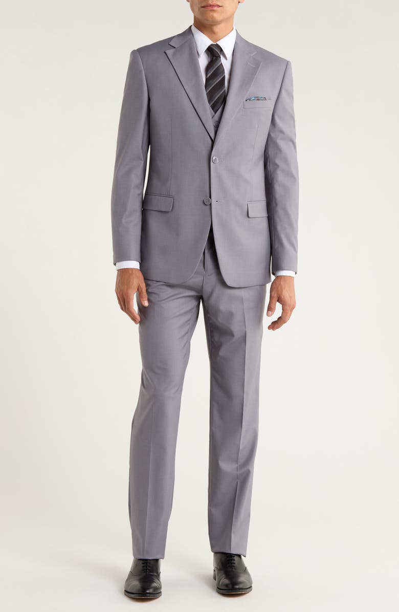 ZEGARIE Grey Mélange 3-Piece Suit, Main, color, Grey