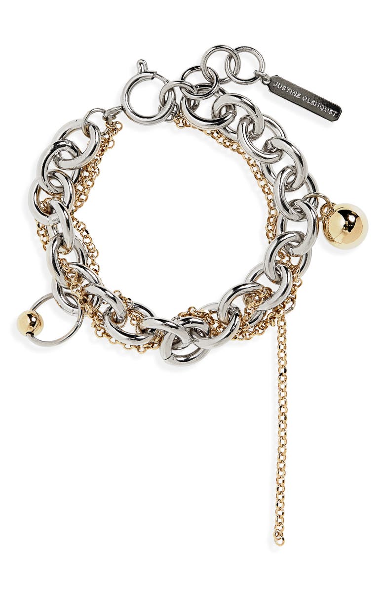 Justine Clenquet Lewis Two-Tone Chain Charm Bracelet, Main, color, 