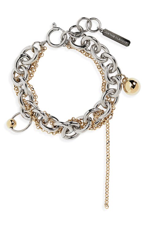 Lewis Two-Tone Chain Charm Bracelet