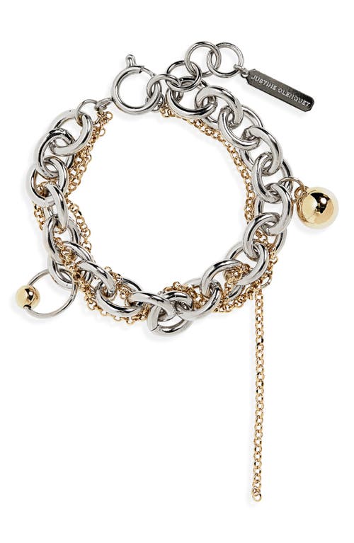 Justine Clenquet Lewis Two-Tone Chain Charm Bracelet in Gold And Palladium 