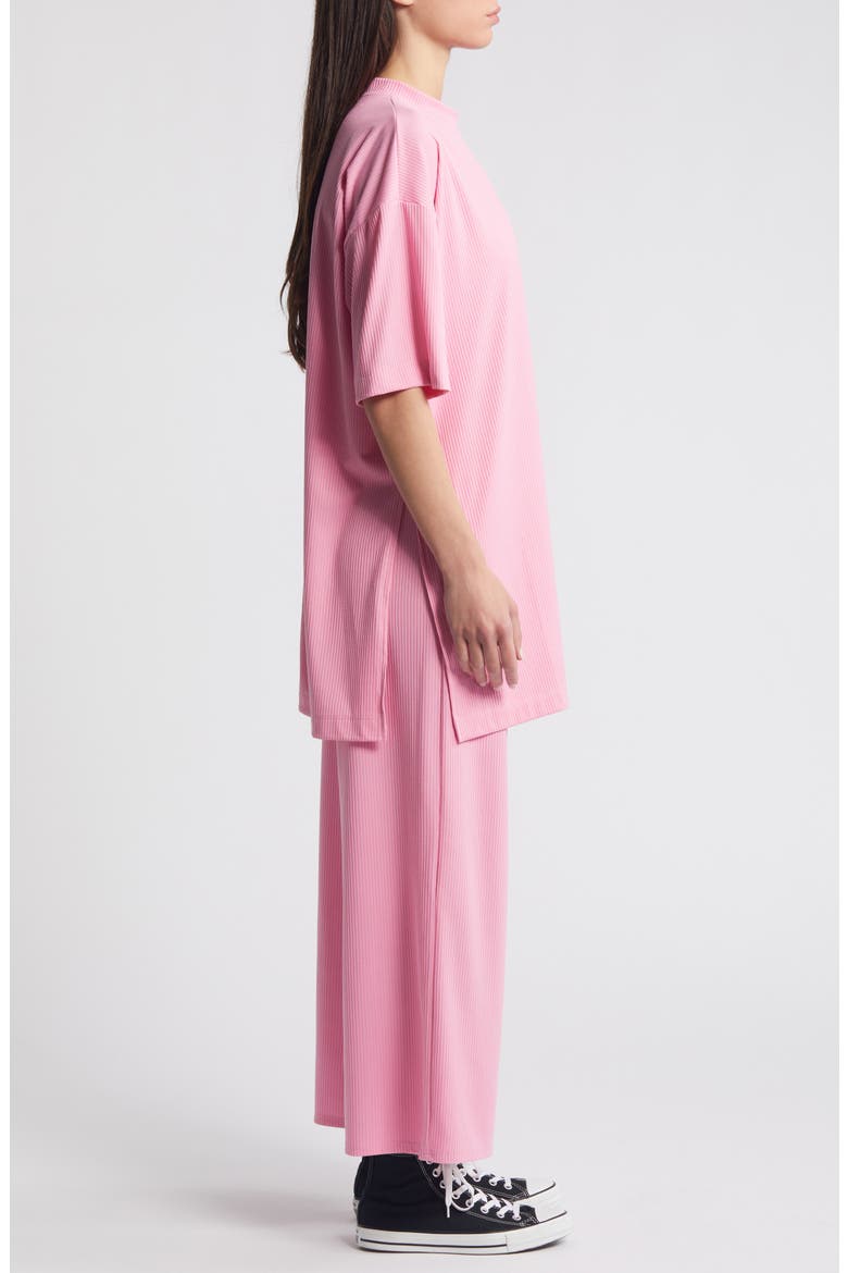 Lex Rib Oversize T-Shirt & High Waist Crop Pants, Alternate, color, PINKY ROSE
