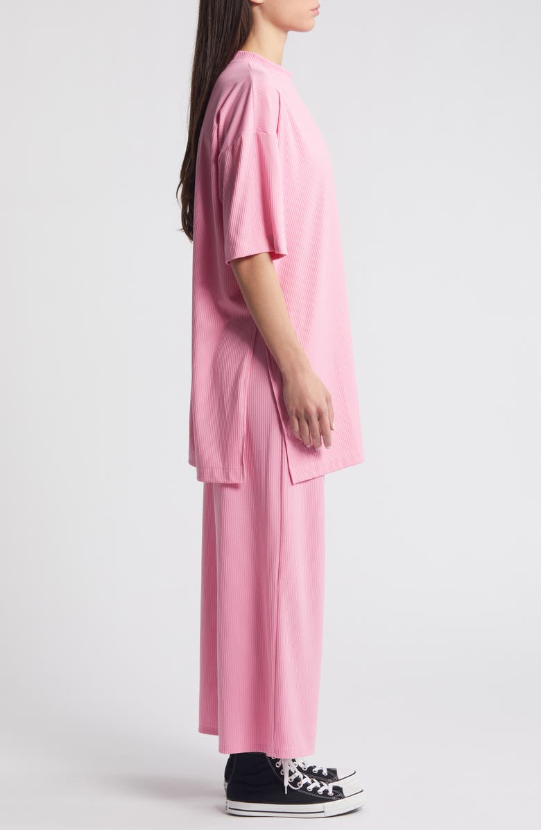 Dressed in Lala Lex Rib Oversize T-Shirt & High Waist Crop Pants, Alternate, color, Pinky Rose