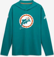 Nike Men's Nike Aqua Miami Dolphins Sideline Alternate Lightweight Long Sleeve Hooded Dri-FIT T-Shirt