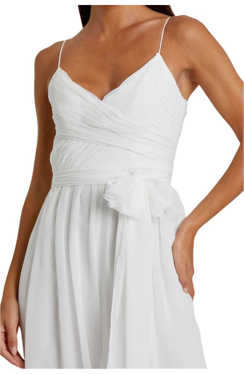 Mac Duggal Women's Flowy Faux Wrap Wide-Leg Jumpsuit, Alternate, color, White