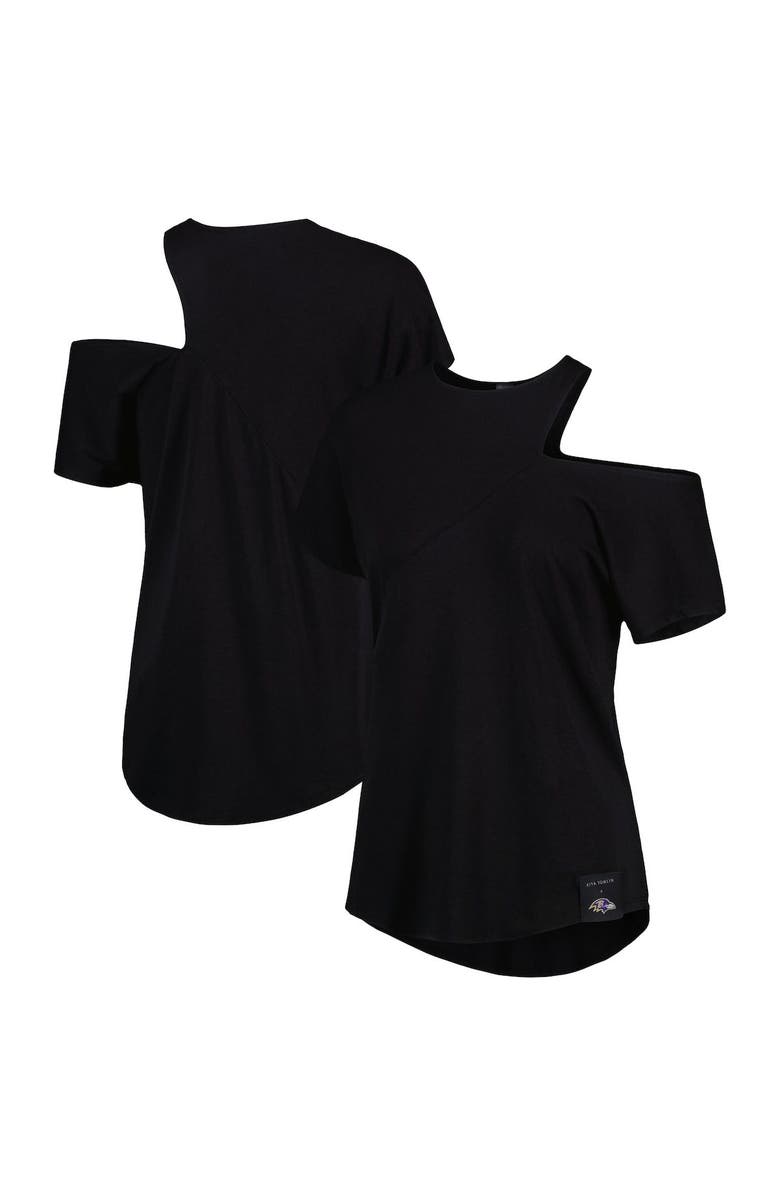 KIYA TOMLIN Women's KIYA TOMLIN Black Baltimore Ravens Cut Out Tri-Blend Shirt, Main, color, Black