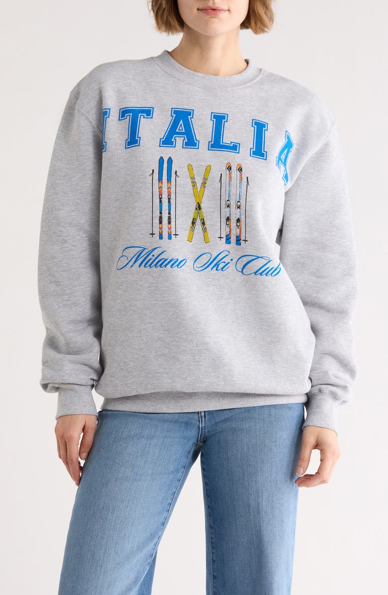 Hi Res Italia Ski Club Graphic Sweatshirt, Main, color, Heather Grey
