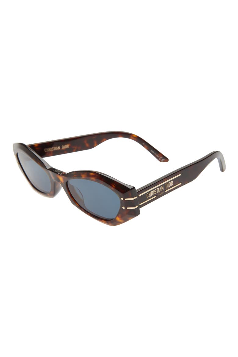 ‘DiorSignature B1U 55mm Cat Eye Sunglasses, Alternate, color, DARK HAVANA / BLUE