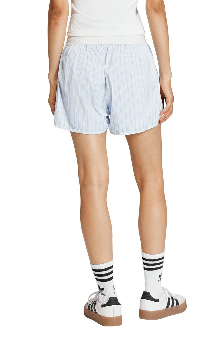 adidas Originals Stripe High Rise Poplin Short, Alternate, color, Crystal Sky/ Ambient Sky