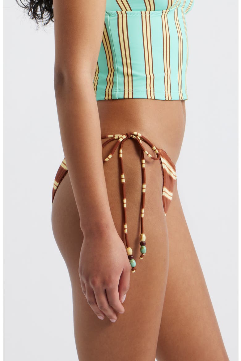 Trudi Stripe Reversible String Bikini Bottoms, Alternate, color, BROWN/ TEAL MULTI