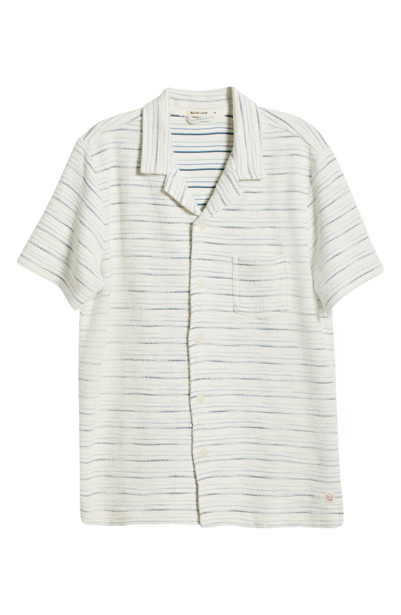 Marine Layer Stripe French Terry Short Sleeve Button-Up Camp Shirt, Alternate, color,