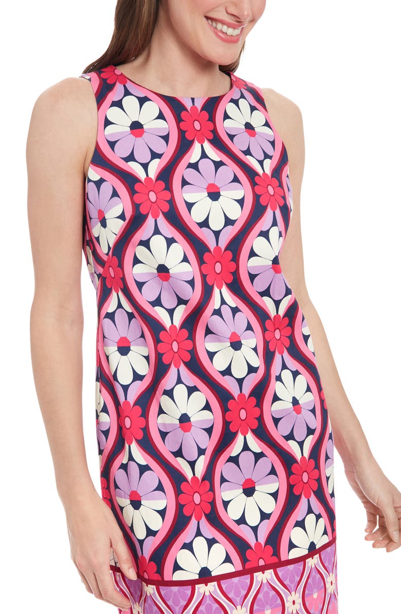 London Times Sateen Shift Dress, Alternate, color, Navy/ Pink