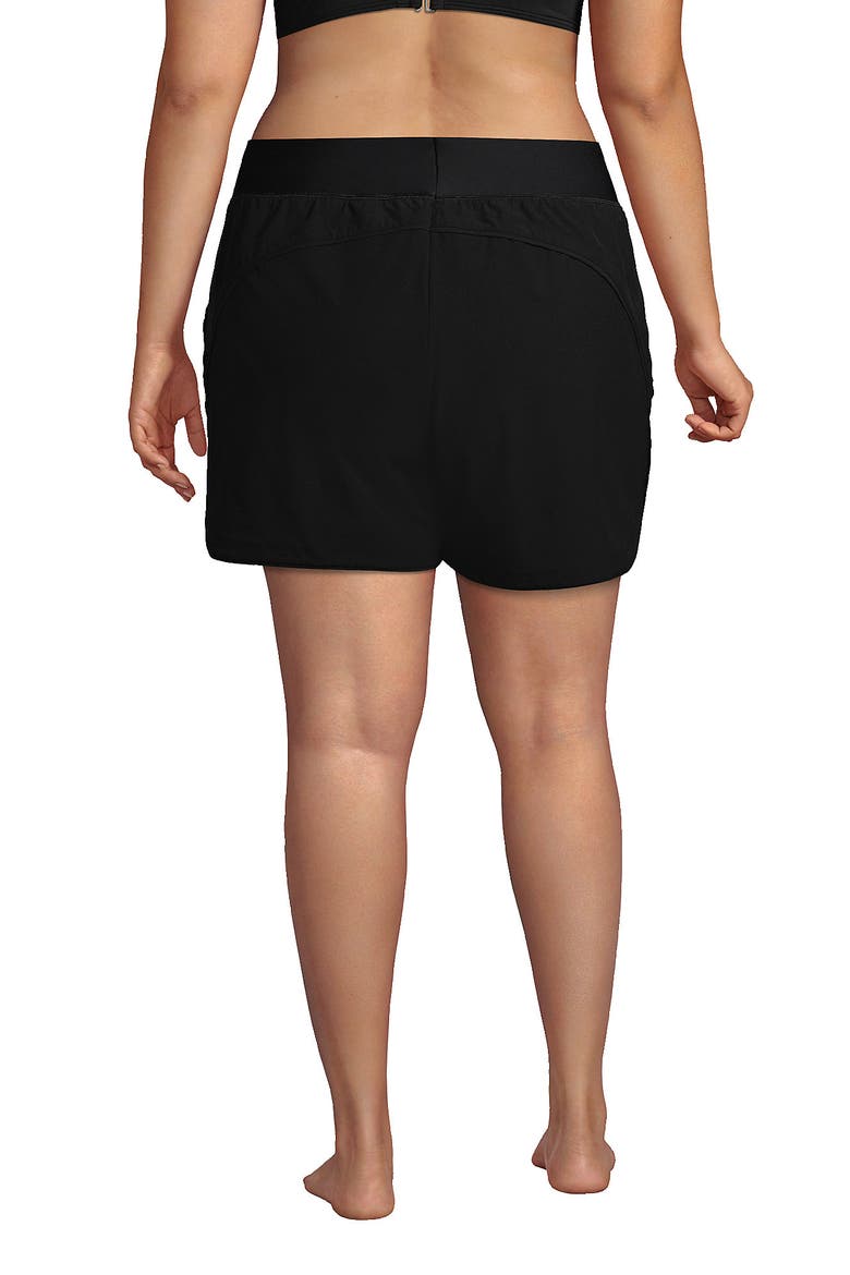 5" Quick Dry Elastic Waist Board Shorts Swim Cover-up Shorts with Panty, Alternate, color, Black