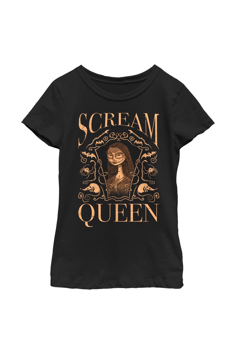 Girl's The Nightmare Before Christmas Sally the Scream Queen  Graphic T-Shirt, Main, color, Black