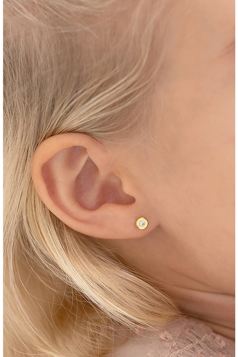 14k Round Bezel Earrings, Alternate, color, Gold