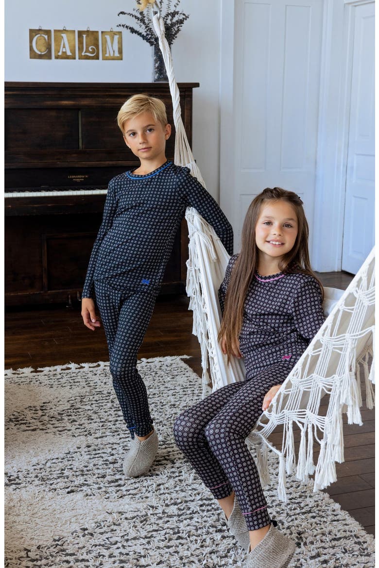 Girls Pattern Footie, Alternate, color, Geometric Black