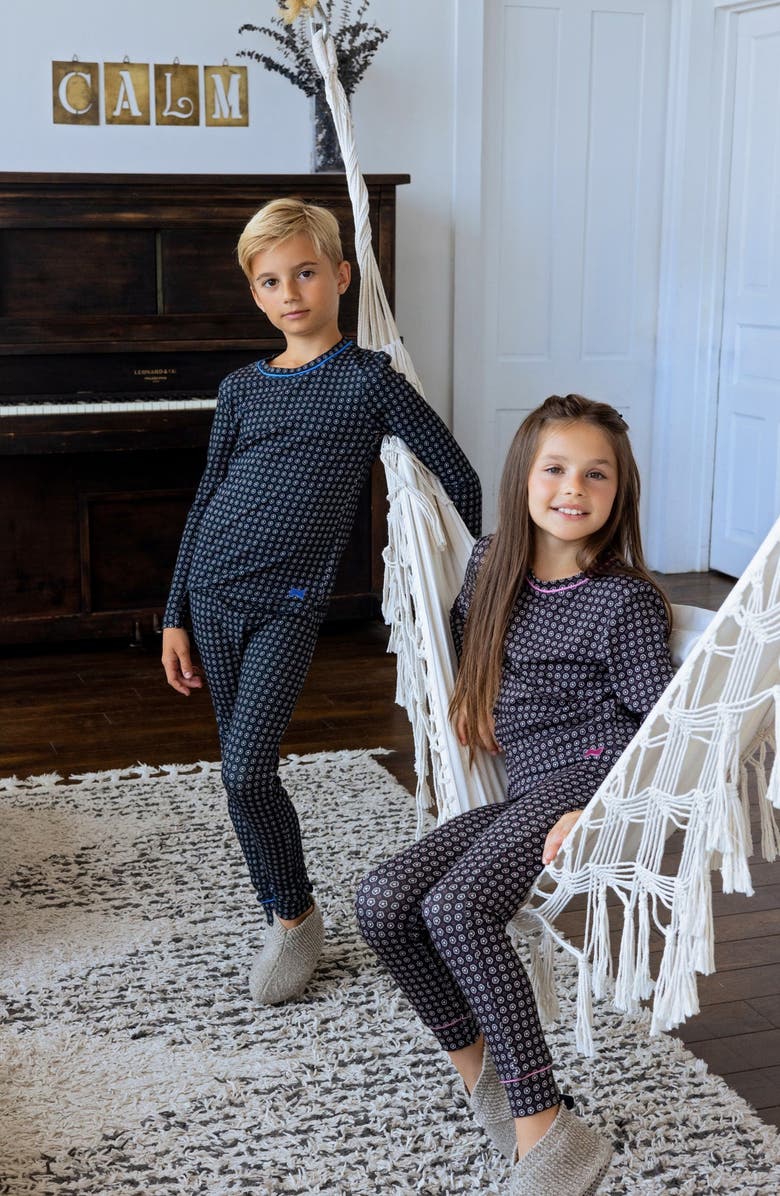 NoggiWear Girls Pattern Footie, Alternate, color, Geometric Black