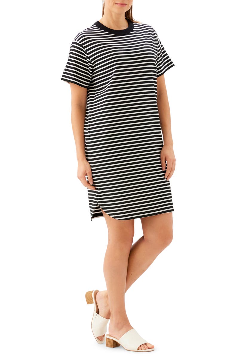 Karen Kane Stripe T-Shirt Dress, Alternate, color, Black/ Ivory