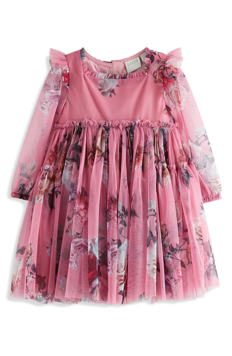 Baker by Ted Baker Kids' Valentina Floral Print Tulle Dress, Main, color, 