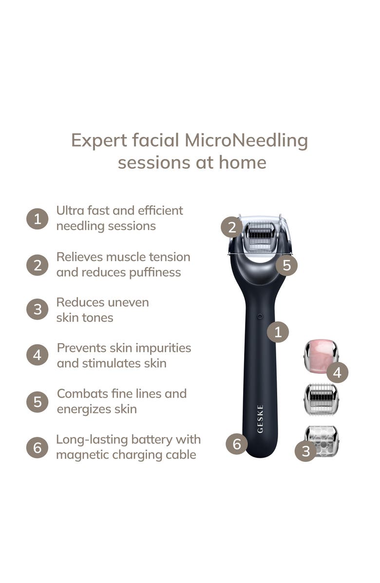 GESKE SmartAppGuided MicroNeedle Face Roller | 9 in 1, Alternate, color, Black