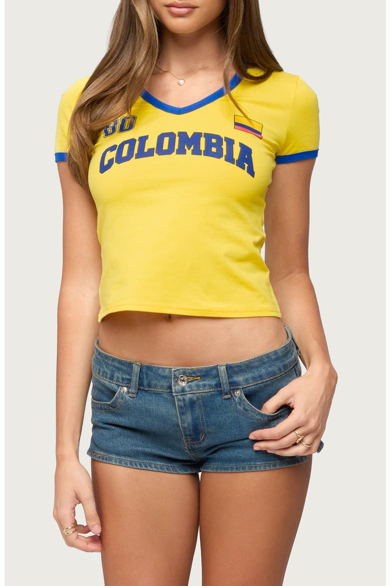 Colombia 08 V-Neck T-Shirt, Main, color, YELLOW
