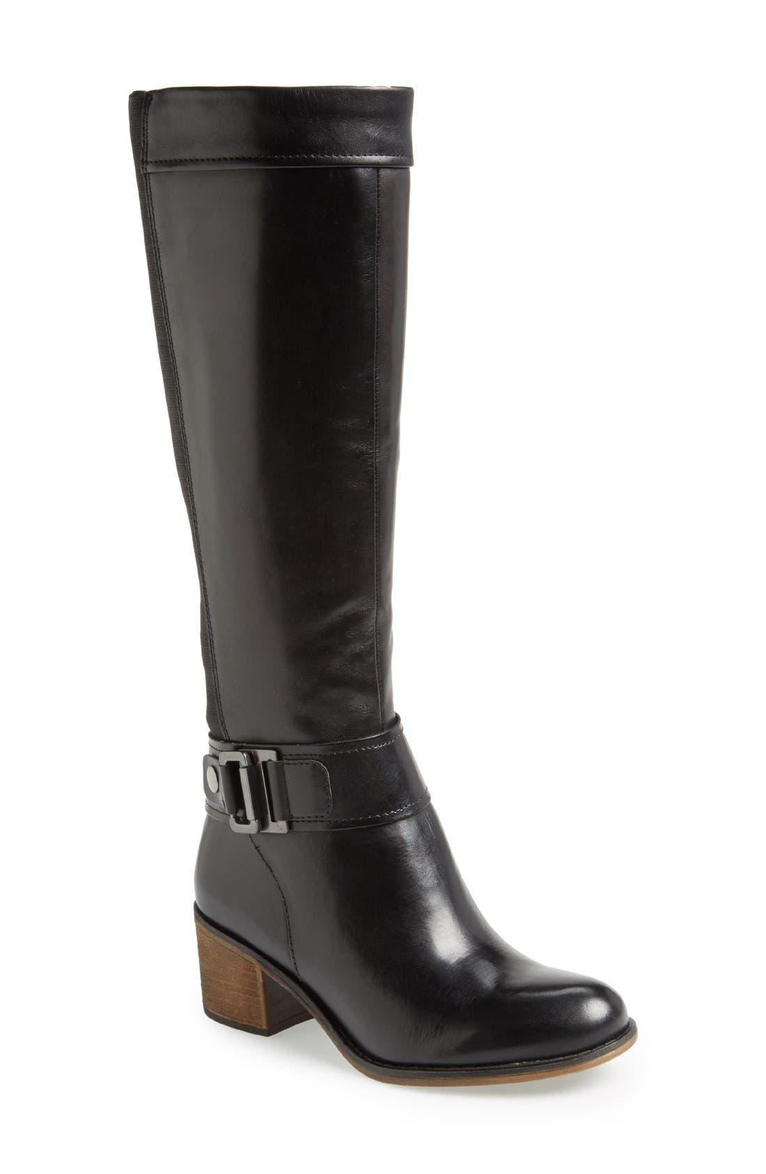 'Lyla' Tall Boot, Main, color, BLACK LEATHER