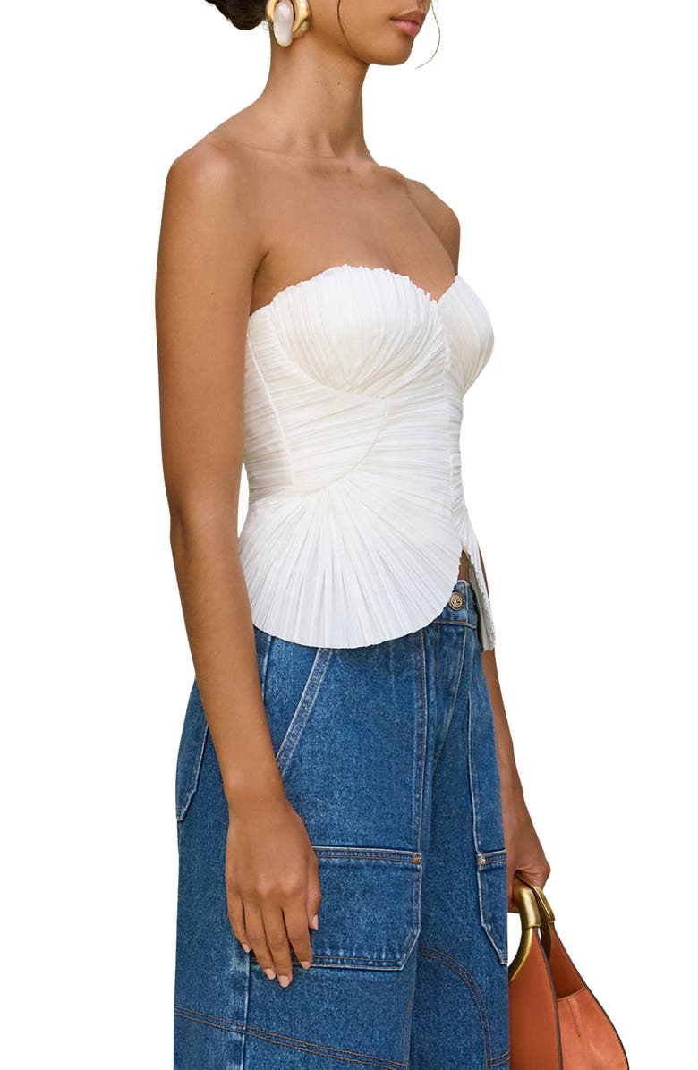Cult Gaia Jace Pleated Strapless Top, Alternate, color, Off White