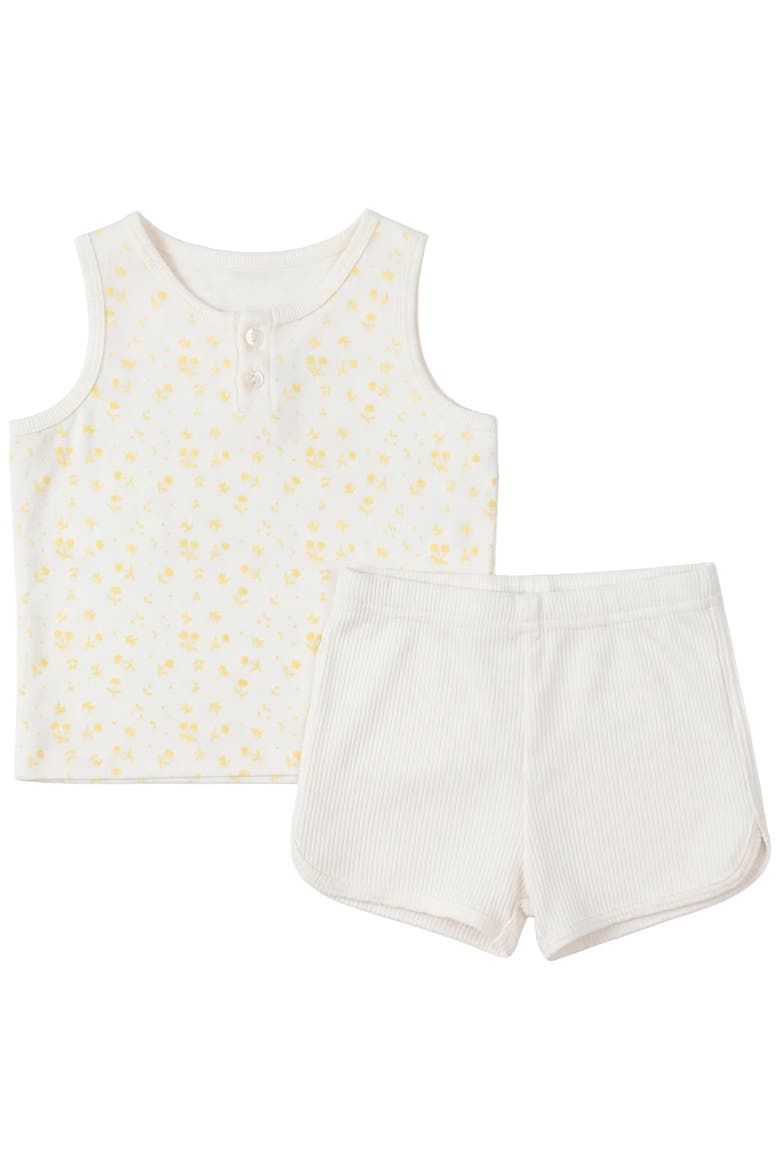 Modal Rib Trim Sleeveless Top and Elastic Waist Shorts 2 Piece Set, Main, color, Powder