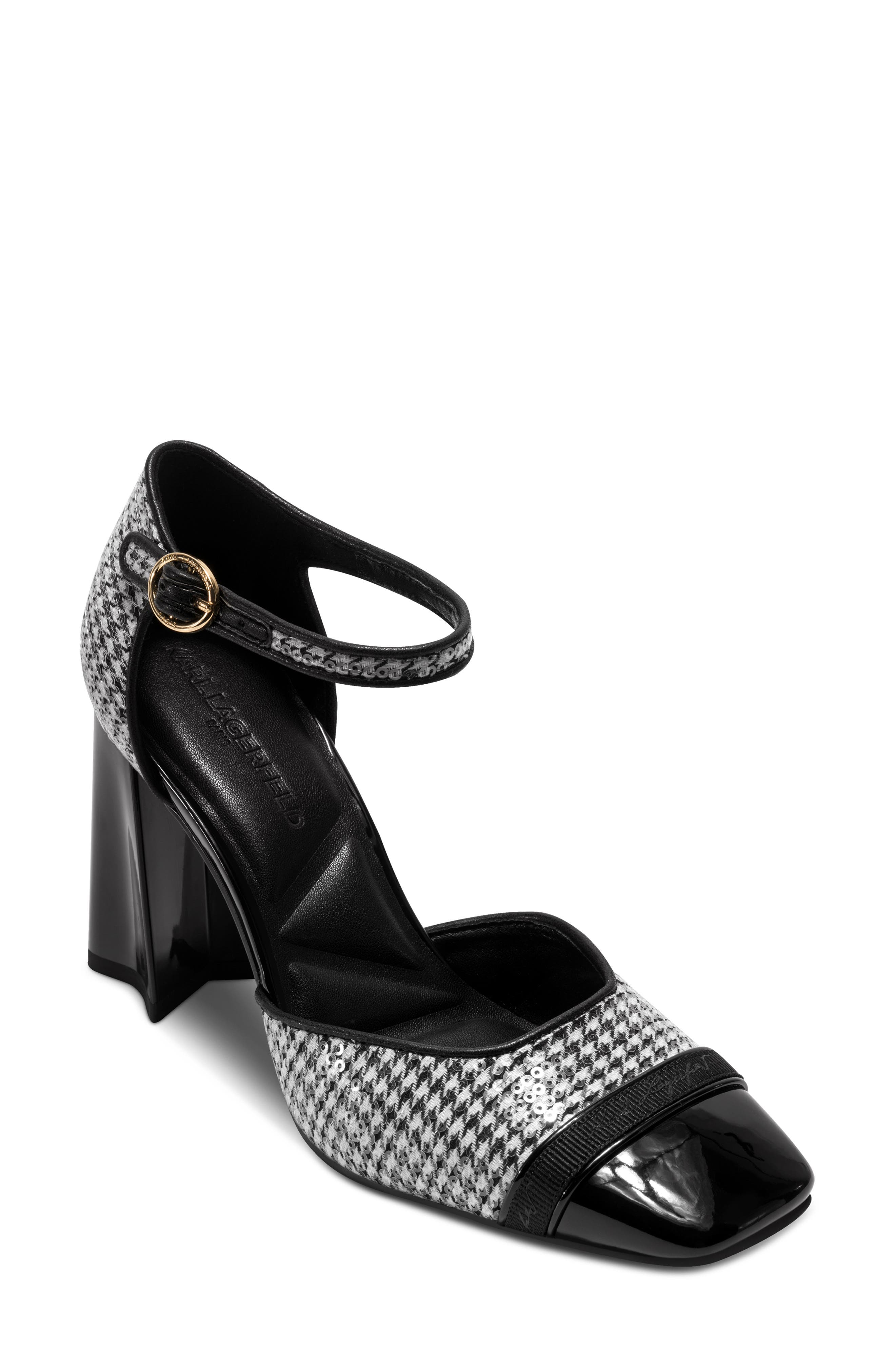 KARL LAGERFELD PARIS Sapphira Sequin Ankle Strap Pump, Main, color, 