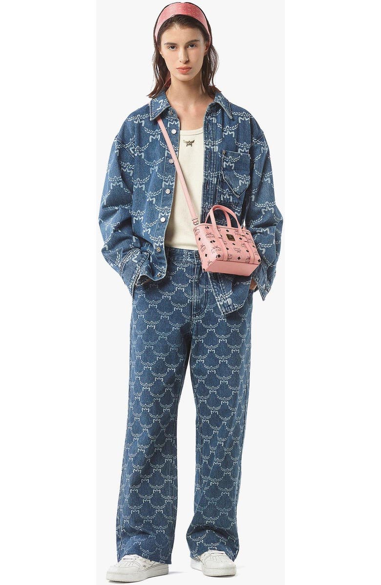 MCM X-Mini Toni Top-Zip Shopper in Visetos, Alternate, color, Pink