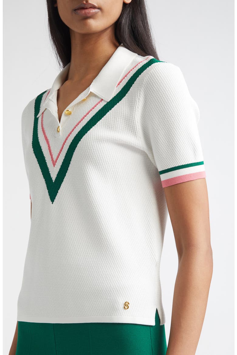 Diagonal Texture V-Stripe Polo Sweater, Alternate, color, BRIGHT WHITE MULTI