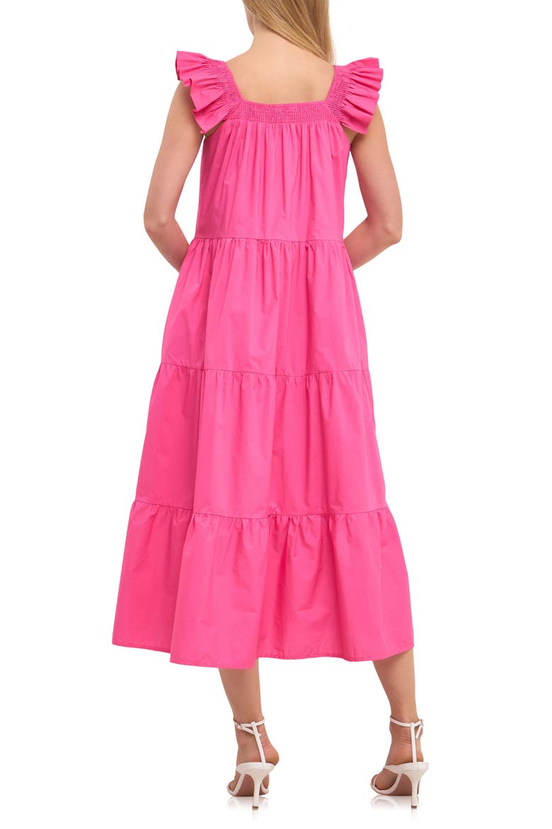 Ruffle Detail Midi Dress, Alternate, color, FUCHSIA