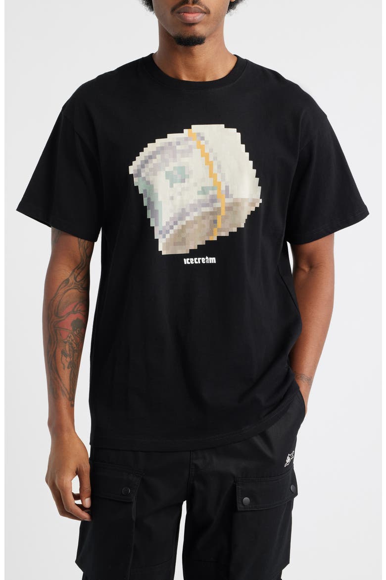 Pixel Graphic Cotton T-Shirt, Main, color, BLACK