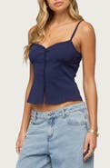 EDIKTED Delia Sweetheart Button-Up Stretch Cotton Tank