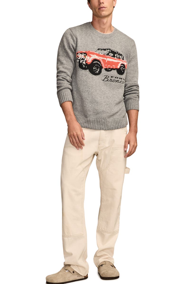 Lucky Brand Bronco Graphic Cotton Blend Sweater, Alternate, color, Medium Heather Grey