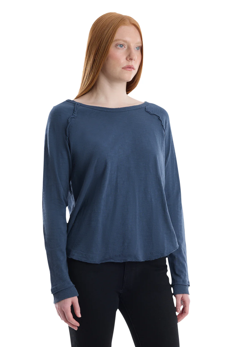 Raglan Long Sleeve Tee with Ruffle Detail, Alternate, color, Legion Blue
