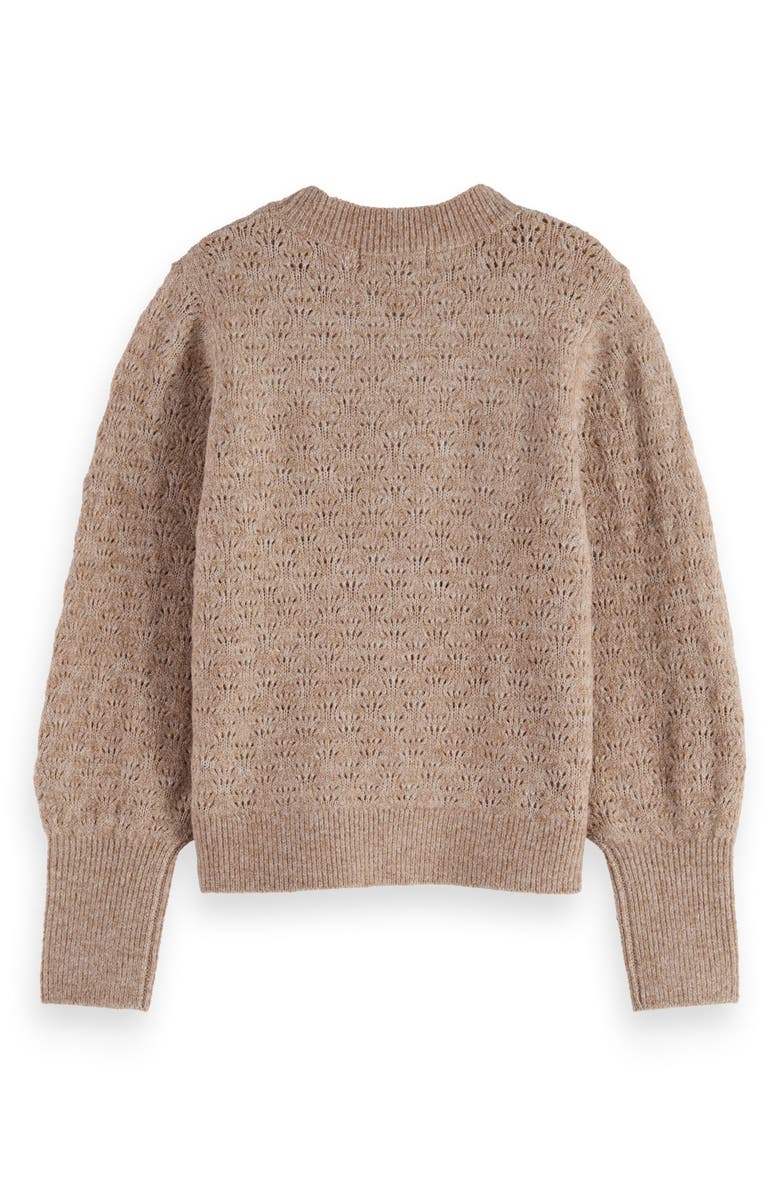 Scotch & Soda Kids' Ajour Pointelle Crewneck Sweater, Alternate, color, Eggnog