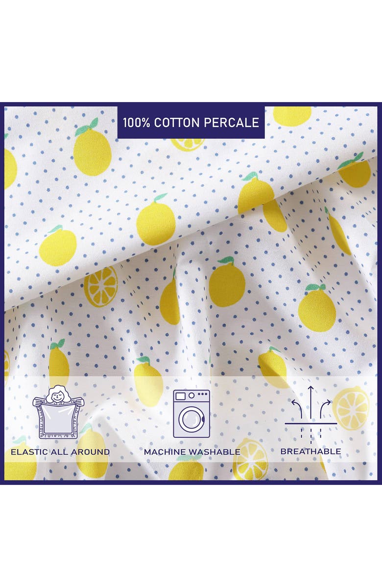 POPPY AND FRITZ Lemon Print 200 Thread Count Cotton Percale Sheet Set, Alternate, color, Bright Yellow