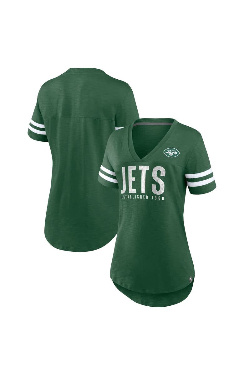FANATICS Women's Fanatics  Green New York Jets Rhinestone Speed Tested V-Neck T-Shirt, Alternate, color, 