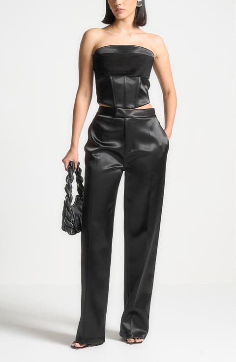 Cora Satin Pintuck Bandeau Corset Top